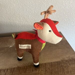 Starbucks Coffee Reindeer Plush Christmas Patchwork Stuffed Toy Holiday 8" 2008
